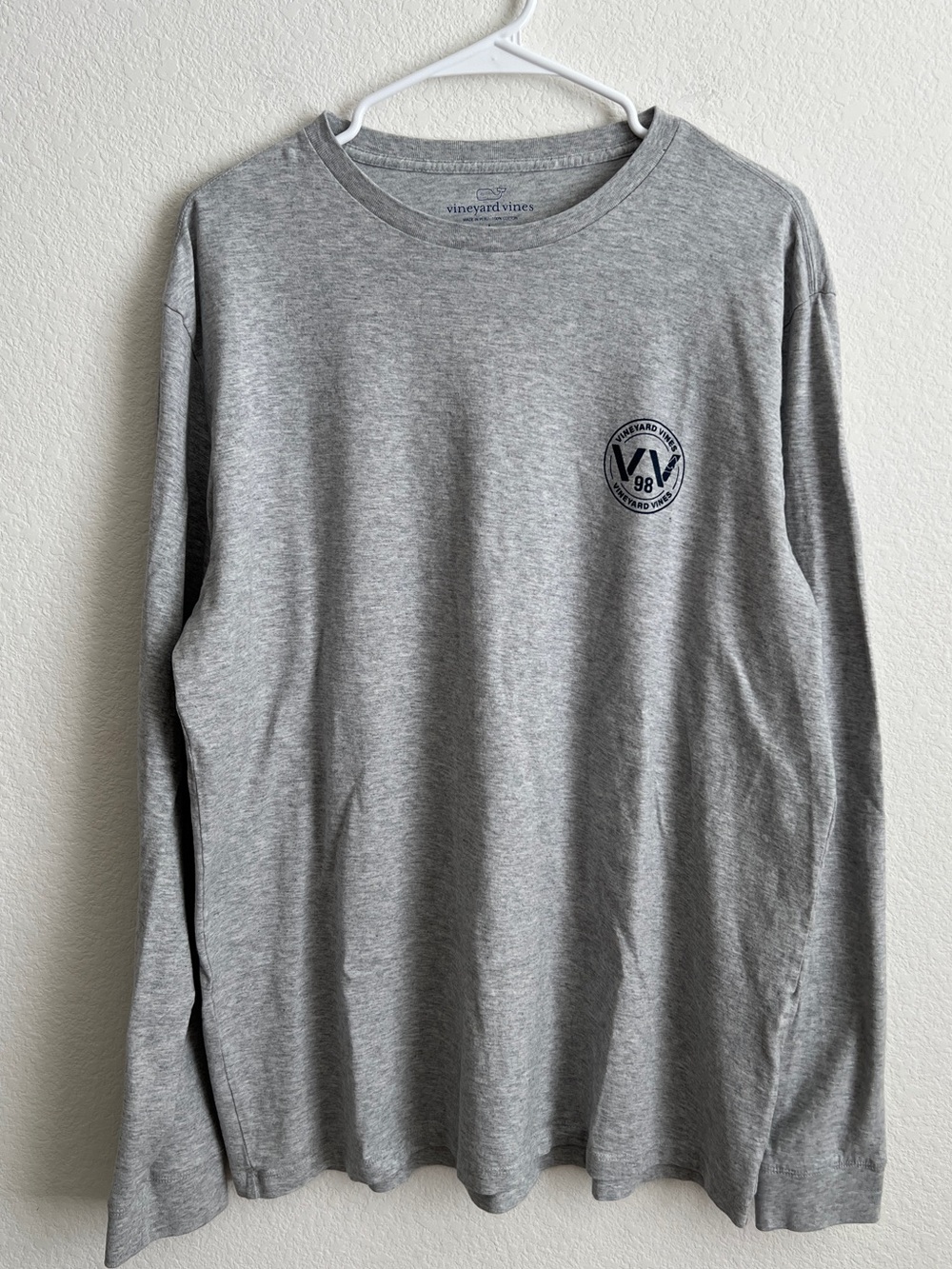 Vineyard Vines Men's Long-Sleeve Logo Tee - Heather Gray Size L